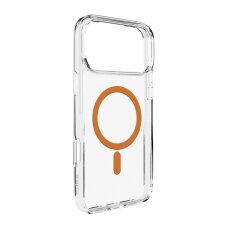 iPhone 17 Pro Puro Lite Mag TPU+PC dėklas su MagSafe – permatomas su oranžiniu rėmeliu