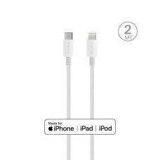 Laidas Puro Plain su MFI USB-C – Lightning 2.0 2.4A 2m – baltas