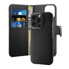 iPhone 16 Pro Max – Puro Wallet Detachable MagSafe 2in1 PU odinis dėklas su atvartu ir pinigine - Juodas