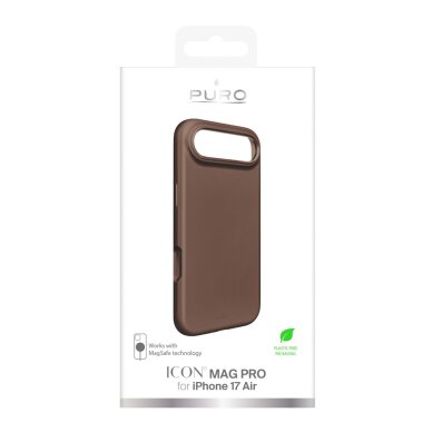 iPhone 17 Air Pure Icon Mag Pro silikoninis dėklas su MagSafe, aliuminio mygtukais – rudas 1