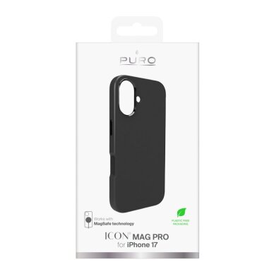 iPhone 17 dėklas Pure Icon Mag Pro Liquid Silicone, MagSafe suderinamas, su kameros apsauga ir aliuminio mygtukais – juodas 1 iPhone 17 dėklas Pure Icon Mag Pro Liquid Silicone, MagSafe suderinamas, su kameros apsauga ir aliuminio mygtukais – juodas 1