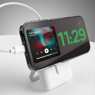 Išorinė baterija Powerbank Puro 10000mAh belaidė MagSafe su aliuminio stovu – balta 5