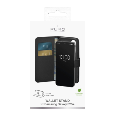 Puro Booklet dėklas su atverčiamu dangteliu ir pinigine Samsung Galaxy S25+ - juodas 2 Puro Booklet dėklas su atverčiamu dangteliu ir pinigine Samsung Galaxy S25+ - juodas 2