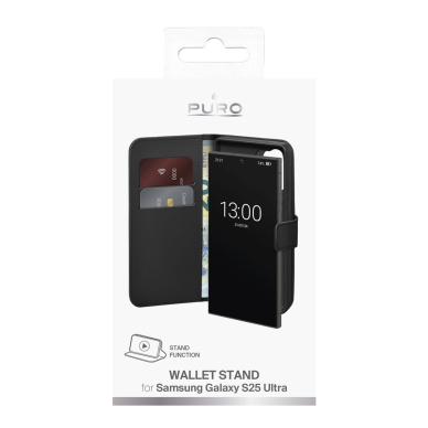 Puro Booklet dėklas su atverčiamu dangteliu ir pinigine Samsung Galaxy S25 Ultra - juodas 3