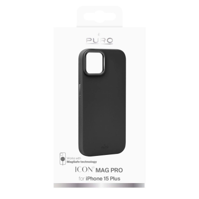 Puro Icon Mag Pro silikoninis dėklas su MagSafe ir metaliniais mygtukais iPhone 15 Plus - juodas 2