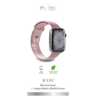 Dirželiai Puro Icon Silicone Apple Watch 38 / 40 / 41 mm – rožiniai (2 vnt.) 1