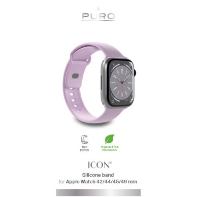Dirželiai Puro Icon Silicone Apple Watch 42 / 44 / 45 / 49 mm – levandų spalvos (2 vnt.) 1 Dirželiai Puro Icon Silicone Apple Watch 42 / 44 / 45 / 49 mm – levandų spalvos (2 vnt.) 1