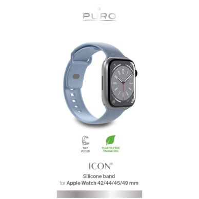 Dirželiai Puro Icon Silicone Apple Watch 42 / 44 / 45 / 49 mm – šviesiai mėlyni (2 vnt.) 1