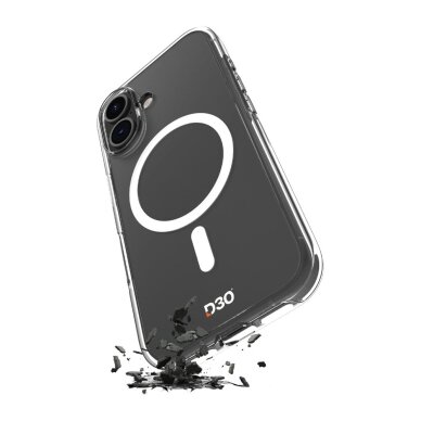 iPhone 17 Puro Impact Clear D3O TPU+PC dėklas su MagSafe – skaidrus