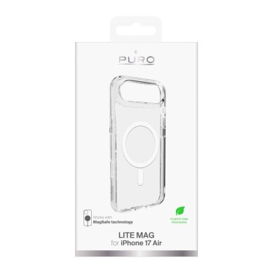 iPhone 17 Air dėklas Puro Lite Mag TPU+PC MagSafe – permatomas su baltu žiedu 1 iPhone 17 Air dėklas Puro Lite Mag TPU+PC MagSafe – permatomas su baltu žiedu 1