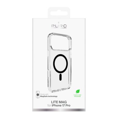iPhone 17 Pro dėklas Puro Lite Mag TPU+PC MagSafe – permatomas su juodu žiedu 1 iPhone 17 Pro dėklas Puro Lite Mag TPU+PC MagSafe – permatomas su juodu žiedu 1