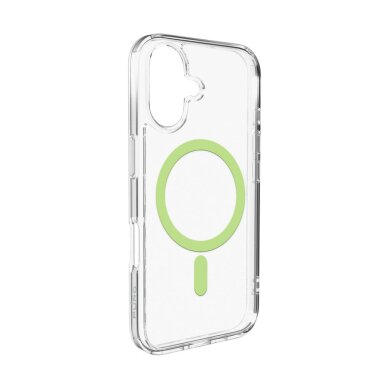 iPhone 17 Puro Lite Mag TPU+PC dėklas su MagSafe – permatomas su žaliu rėmeliu