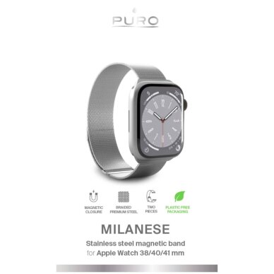 Dirželis Puro Milanese Nerūdijančio plieno Apple Watch 38 / 40 / 41 mm – sidabrinis 1 Dirželis Puro Milanese Nerūdijančio plieno Apple Watch 38 / 40 / 41 mm – sidabrinis 1