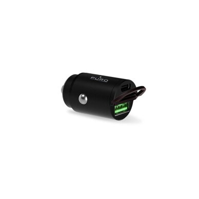 Automobilinis įkroviklis Puro Mini 30W Power Delivery USB-C / USB-A – juodas 2 Automobilinis įkroviklis Puro Mini 30W Power Delivery USB-C / USB-A – juodas 2