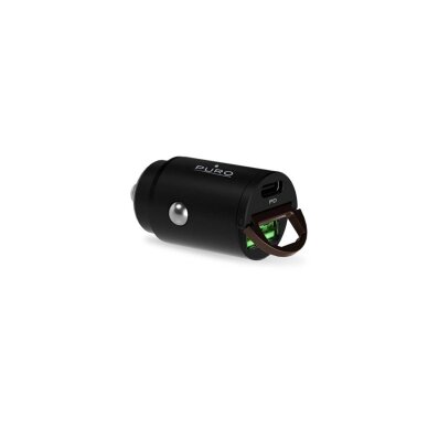 Automobilinis įkroviklis Puro Mini 30W Power Delivery USB-C / USB-A – juodas 3