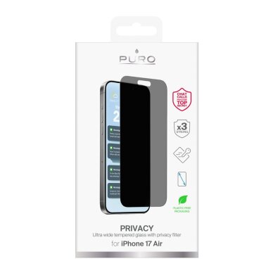 iPhone 17 Air Puro Privacy grūdintas stiklas 1 iPhone 17 Air Puro Privacy grūdintas stiklas 1