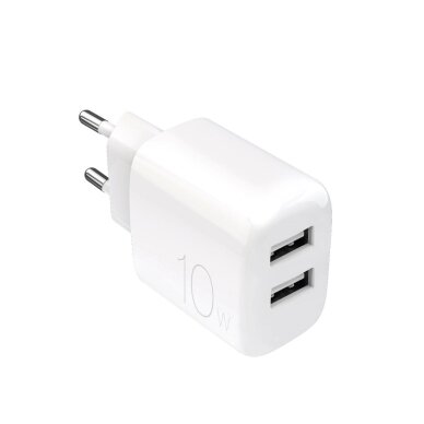 Sieninis įkroviklis Puro ProLite 10W 2x USB-A – baltas Sieninis įkroviklis Puro ProLite 10W 2x USB-A – baltas
