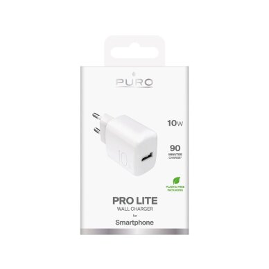 Sieninis įkroviklis Puro ProLite 10W USB-A – baltas 1 Sieninis įkroviklis Puro ProLite 10W USB-A – baltas 1