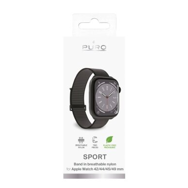 Dirželis Puro Sport Nailon Apple Watch 42 / 44 / 45 / 49 mm – juodas 1 Dirželis Puro Sport Nailon Apple Watch 42 / 44 / 45 / 49 mm – juodas 1