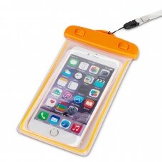 Vandeniui atsparus dėklas PVC waterproof phone case with lanyard - Oranžinis