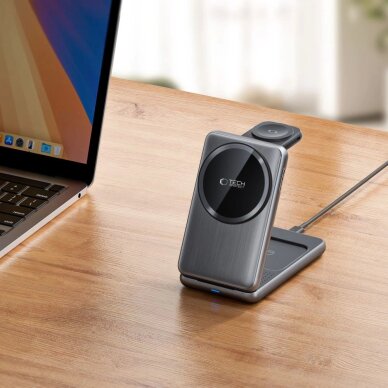 Įkroviklis QI15W-A42 3in1 indukcinis su MagSafe, skirtas Apple įrenginiams – pilkas 5 Įkroviklis QI15W-A42 3in1 indukcinis su MagSafe, skirtas Apple įrenginiams – pilkas 5