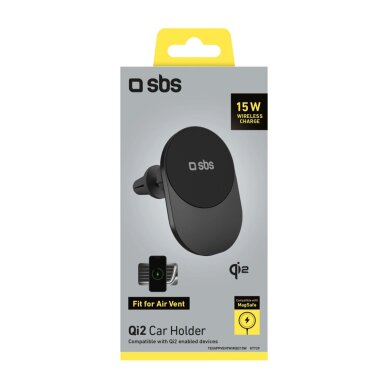 Įkroviklis Qi2 belaidis su laikikliu SBS TESUPPVENTWIRQI215W, suderinamas su MagSafe – juodas 1 Įkroviklis Qi2 belaidis su laikikliu SBS TESUPPVENTWIRQI215W, suderinamas su MagSafe – juodas 1