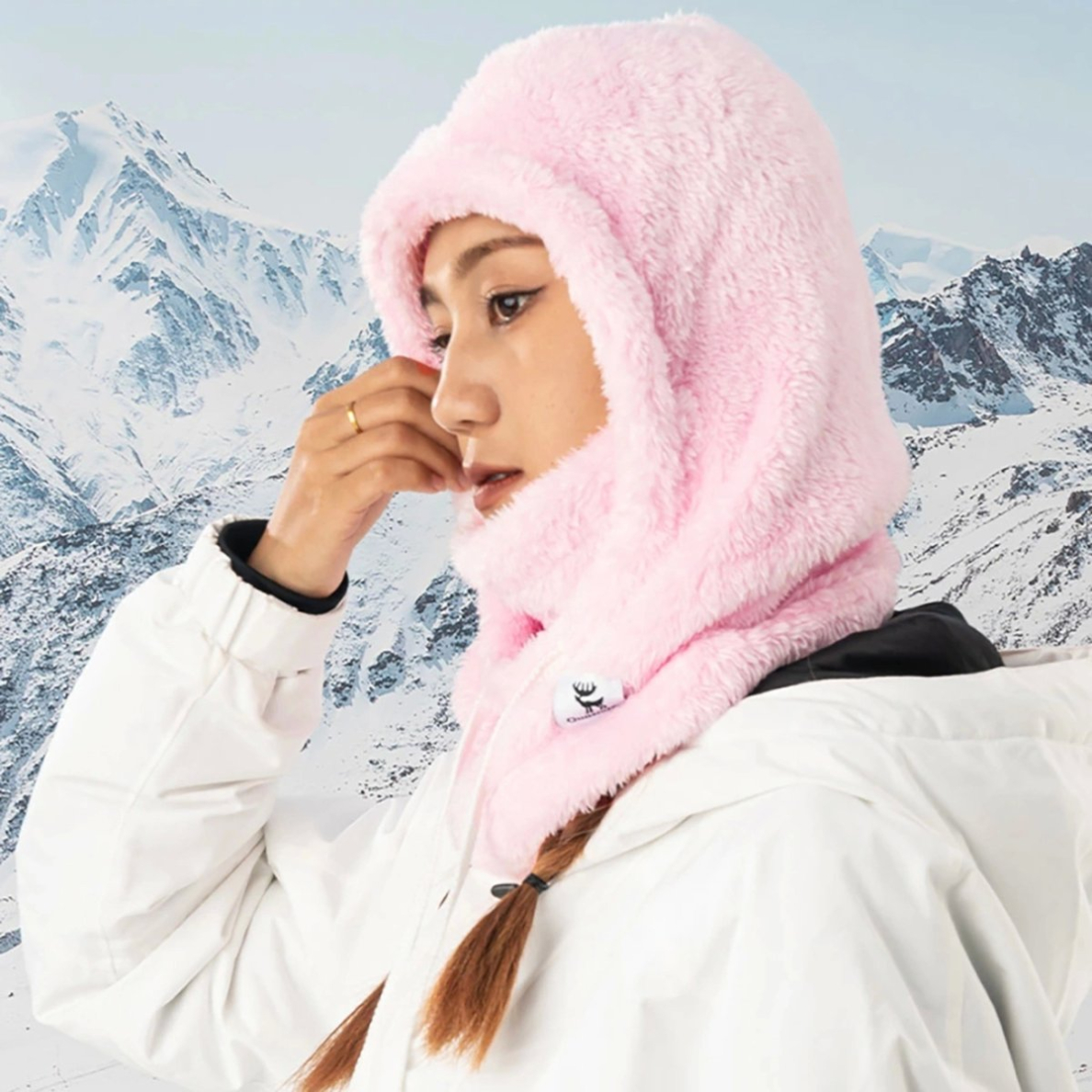 Qunature Arctic Velvet Balaclava slidinėjimo kaukė Dydis L – rožinis 1