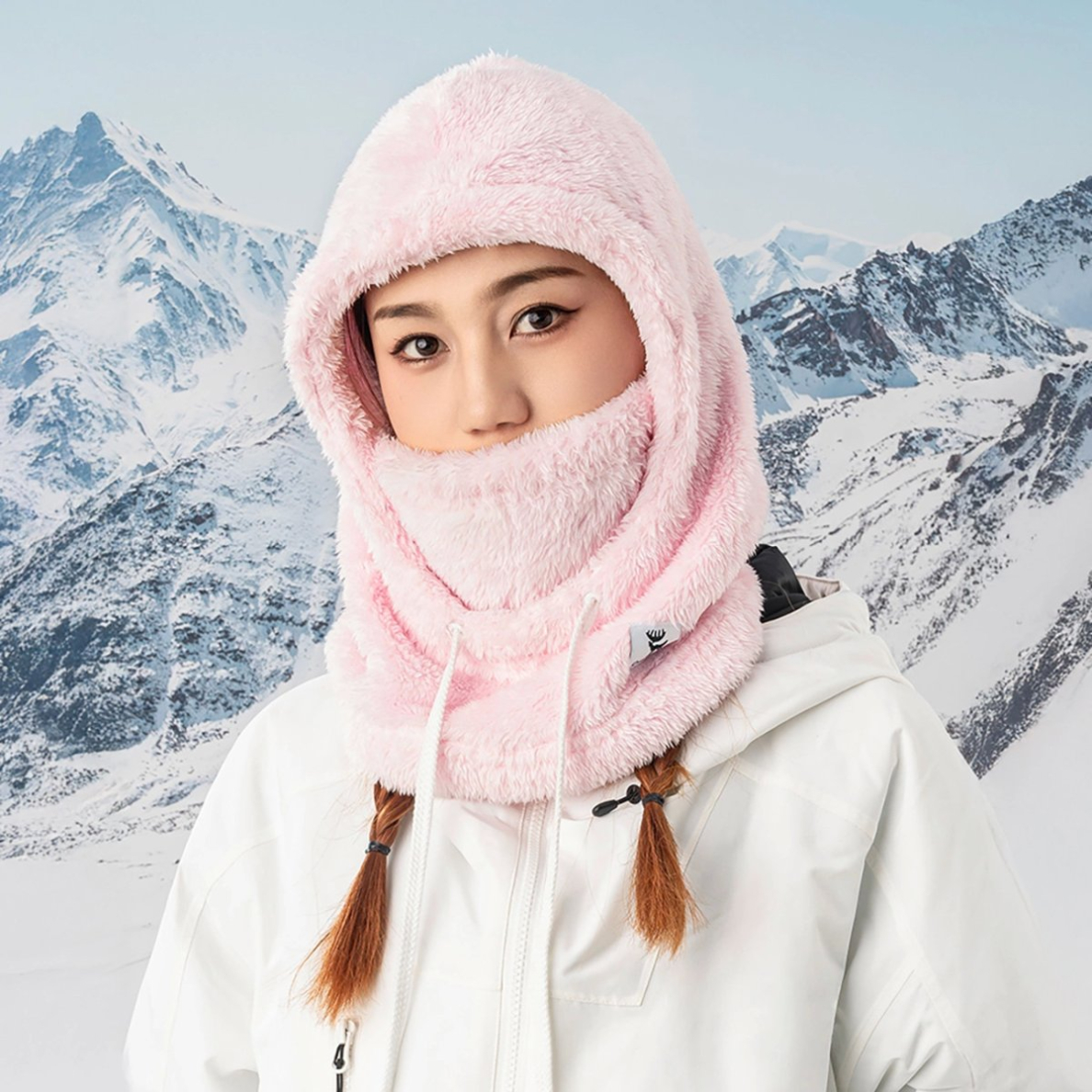 Qunature Arctic Velvet Balaclava slidinėjimo kaukė Dydis L – rožinis 2