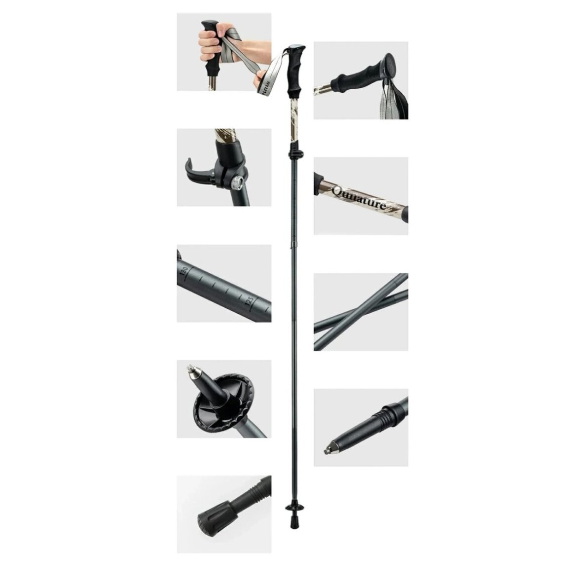 Žygio lazda Qunature Nordic Walking Trekking Pole aliumininė 110–130 cm, 1 vnt. – ruda 1 Žygio lazda Qunature Nordic Walking Trekking Pole aliumininė 110–130 cm, 1 vnt. – ruda 1