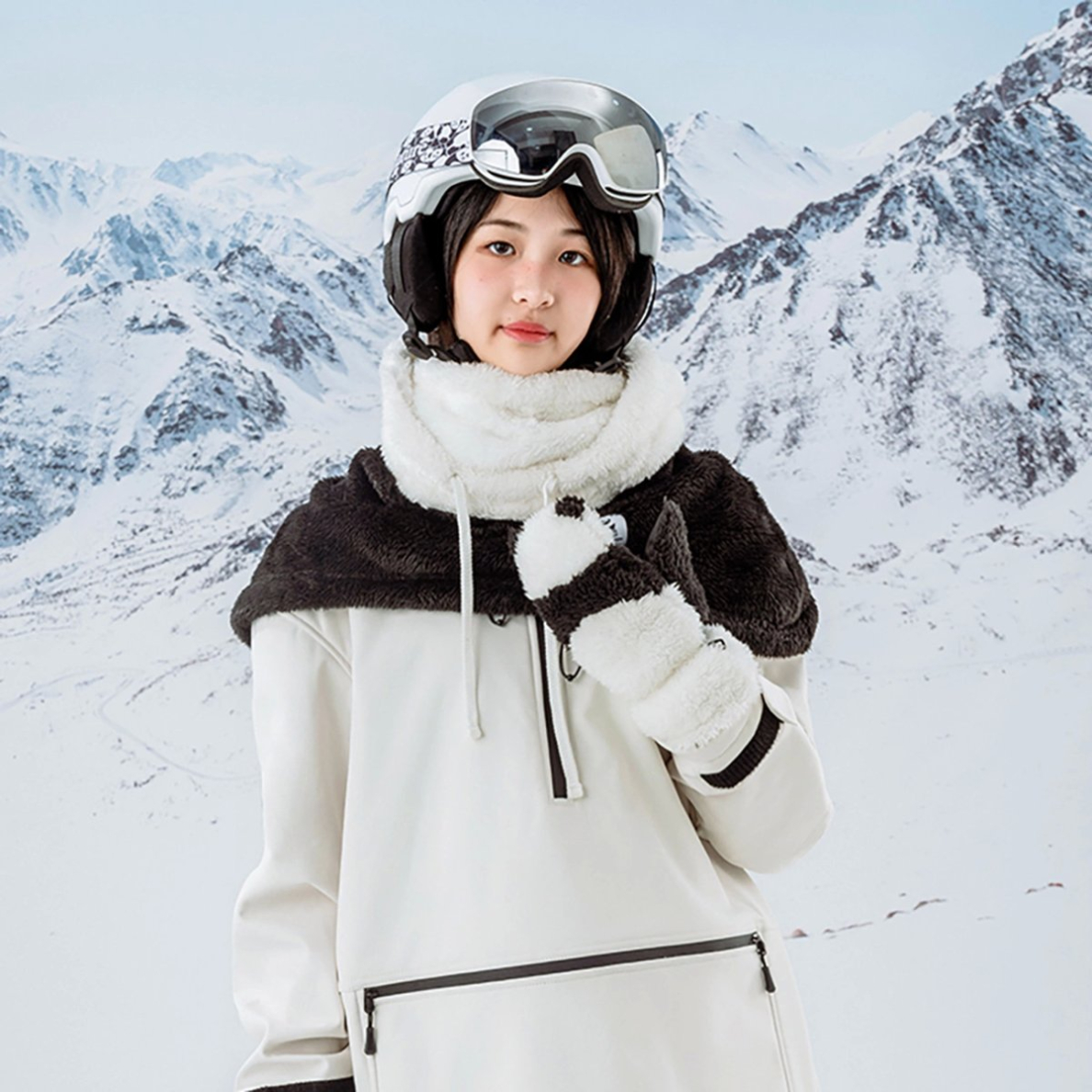 Qunature Panda Balaclava slidinėjimui vaikams / suaugusiems Dydis M – juoda/balta 11