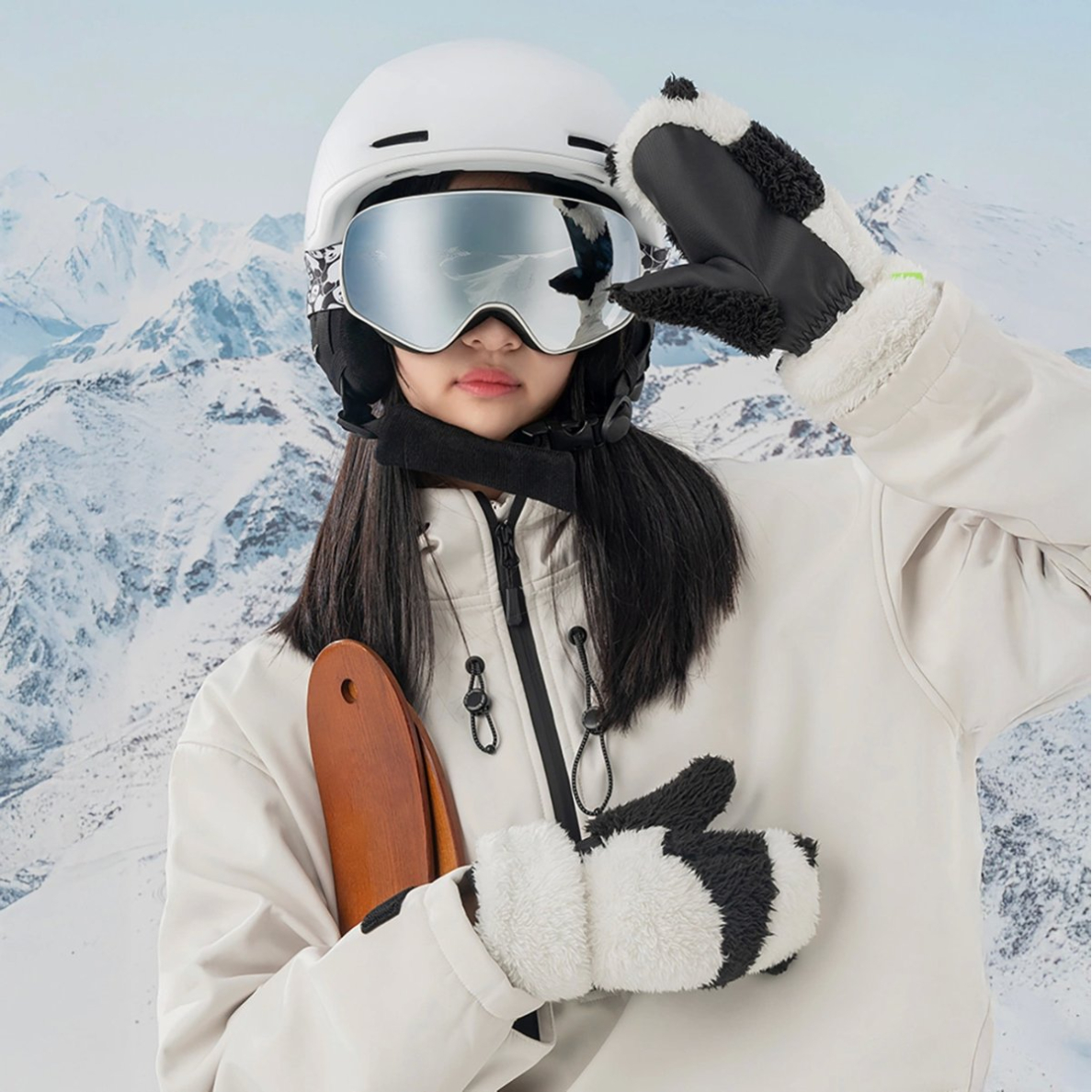 Qunature Panda Slidinėjimo pirštinės vaikams / suaugusiems Dydis S – juoda/balta 2 Qunature Panda Slidinėjimo pirštinės vaikams / suaugusiems Dydis S – juoda/balta 2