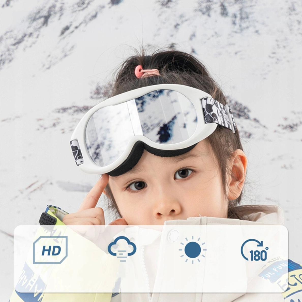 Qunature Panda Slidinėjimo akiniai suaugusiems – juoda/balta 2