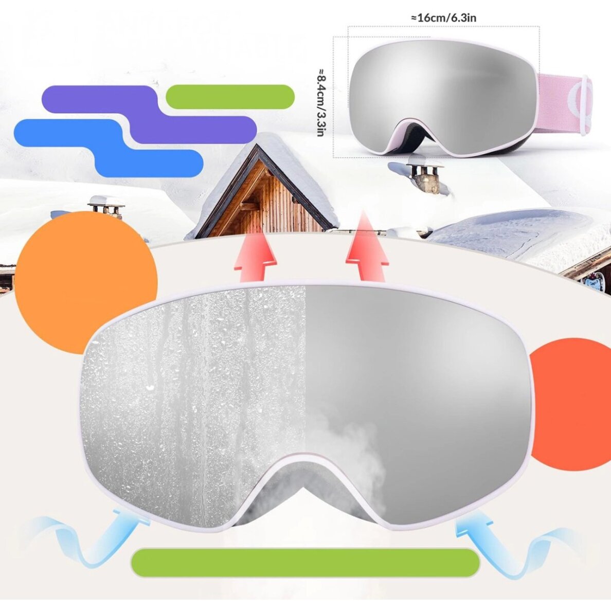 Vaikiški slidinėjimo akiniai Qunature Pink (vidutinio/didelio dydžio vaikų versija) 3 Vaikiški slidinėjimo akiniai Qunature Pink (vidutinio/didelio dydžio vaikų versija) 3