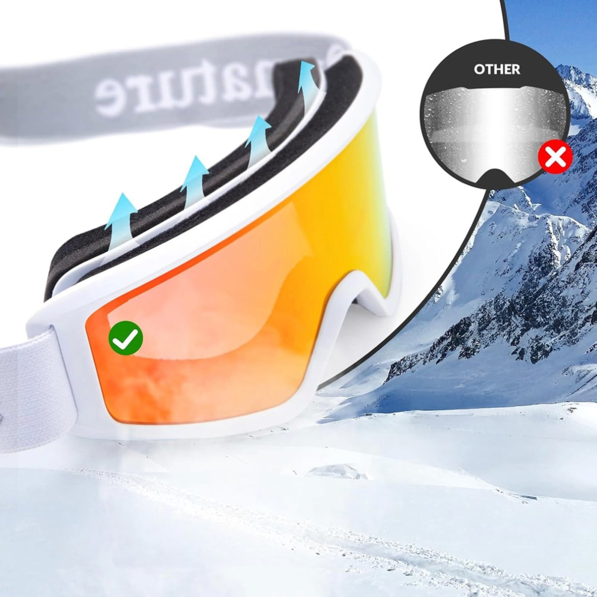 Qunature White Ski Goggles slidinėjimo akiniai, skirti suaugusiems – baltas 3 Qunature White Ski Goggles slidinėjimo akiniai, skirti suaugusiems – baltas 3