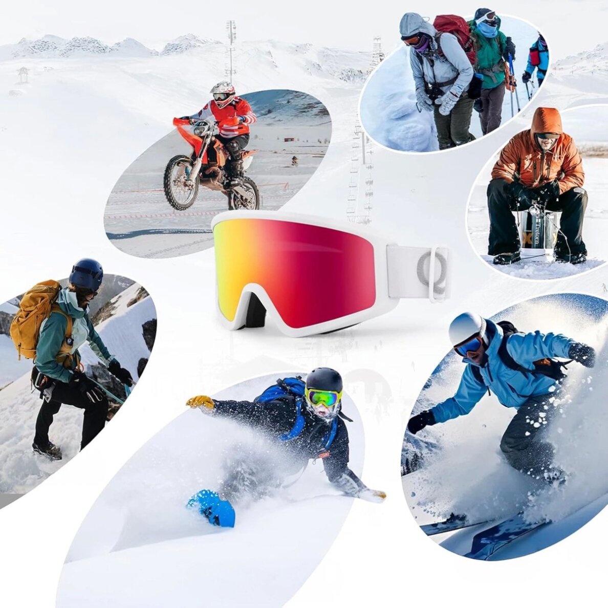 Suaugusiųjų slidinėjimo akiniai Qunature White – balti 4