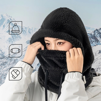 Qunature Arctic Velvet Balaclava slidinėjimo kaukė Dydis L – juodas 2