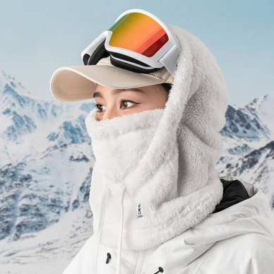 Qunature Arctic Velvet Balaclava slidinėjimo kaukė Dydis L – baltas 2