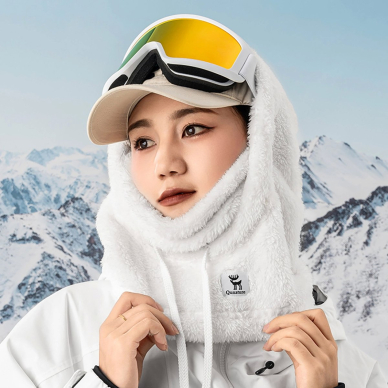 Qunature Arctic Velvet Balaclava slidinėjimo kaukė Dydis L – baltas 4