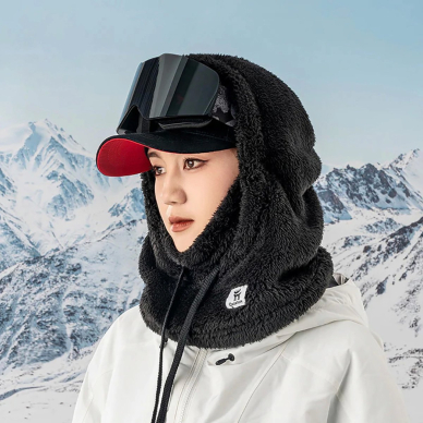 Qunature Arctic Velvet Balaclava slidinėjimo kaukė Dydis M – juodas 4