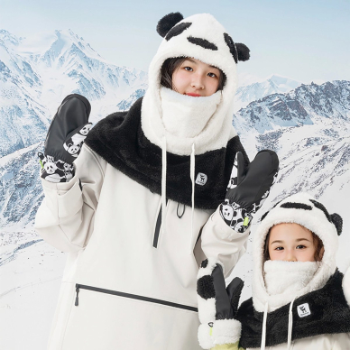 Qunature Panda Slidinėjimo pirštinės vaikams Dydis S – juoda/balta 10
