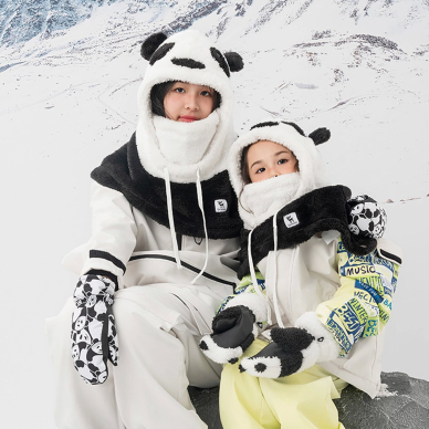 Qunature Panda Slidinėjimo pirštinės vaikams Dydis S – juoda/balta 3