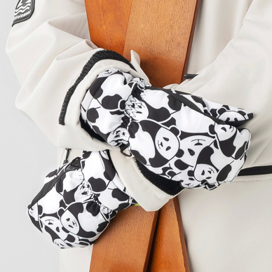 Qunature Panda Slidinėjimo pirštinės vaikams Dydis S – juoda/balta 5