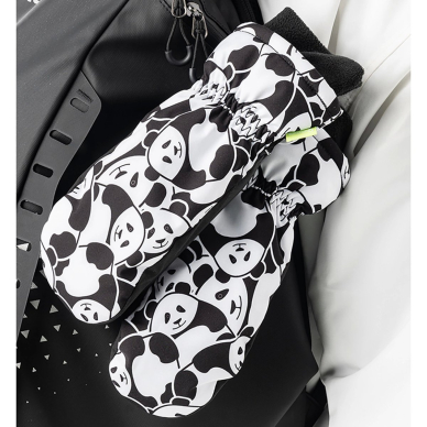 Qunature Panda Slidinėjimo pirštinės vaikams Dydis S – juoda/balta 6