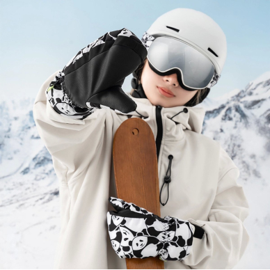 Qunature Panda Slidinėjimo pirštinės vaikams Dydis S – juoda/balta 7