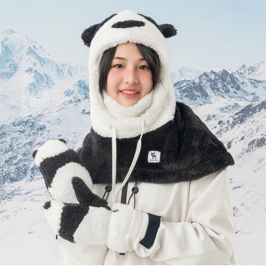 Qunature Panda Slidinėjimo pirštinės vaikams / suaugusiems Dydis S – juoda/balta 3