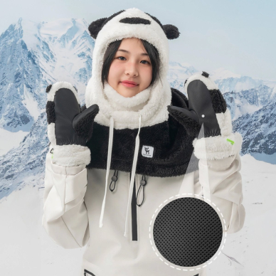Qunature Panda Slidinėjimo pirštinės vaikams / suaugusiems Dydis S – juoda/balta 4