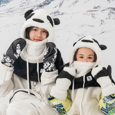 Qunature Panda Slidinėjimo pirštinės vaikams / suaugusiems Dydis S – juoda/balta 5
