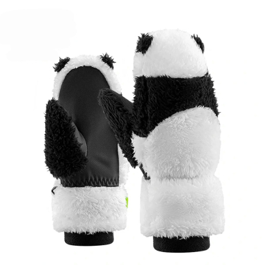 Qunature Panda Slidinėjimo pirštinės vaikams / suaugusiems Dydis S – juoda/balta