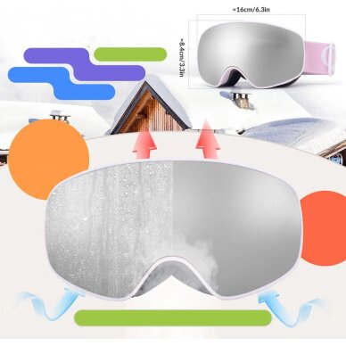 Vaikiški slidinėjimo akiniai Qunature Pink (vidutinio/didelio dydžio vaikų versija) 3