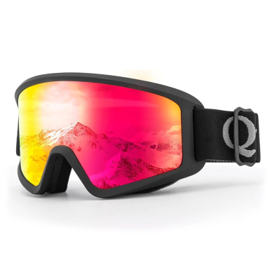 Qunature White Ski Goggles slidinėjimo akiniai, skirti suaugusiems – juodas